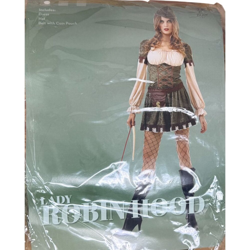 Lady Robin Hood Costume Dress Hat Belt Coin Pouch Womens Small Halloween Cosplay